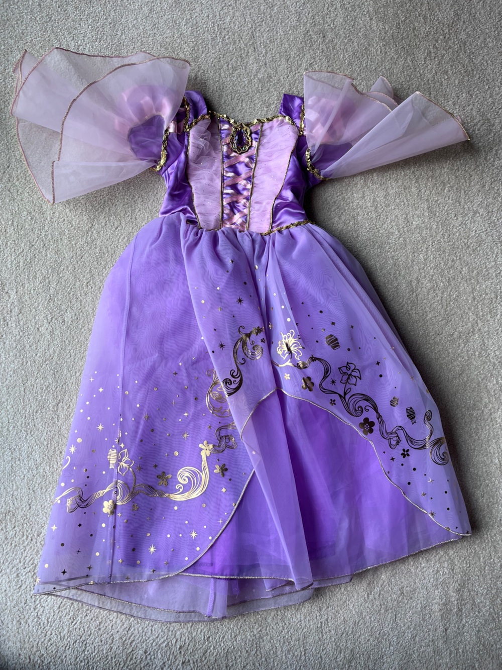 Disney Store Princess Rapunzel Costume Dress Purple, Gold, Girls Size 5/6